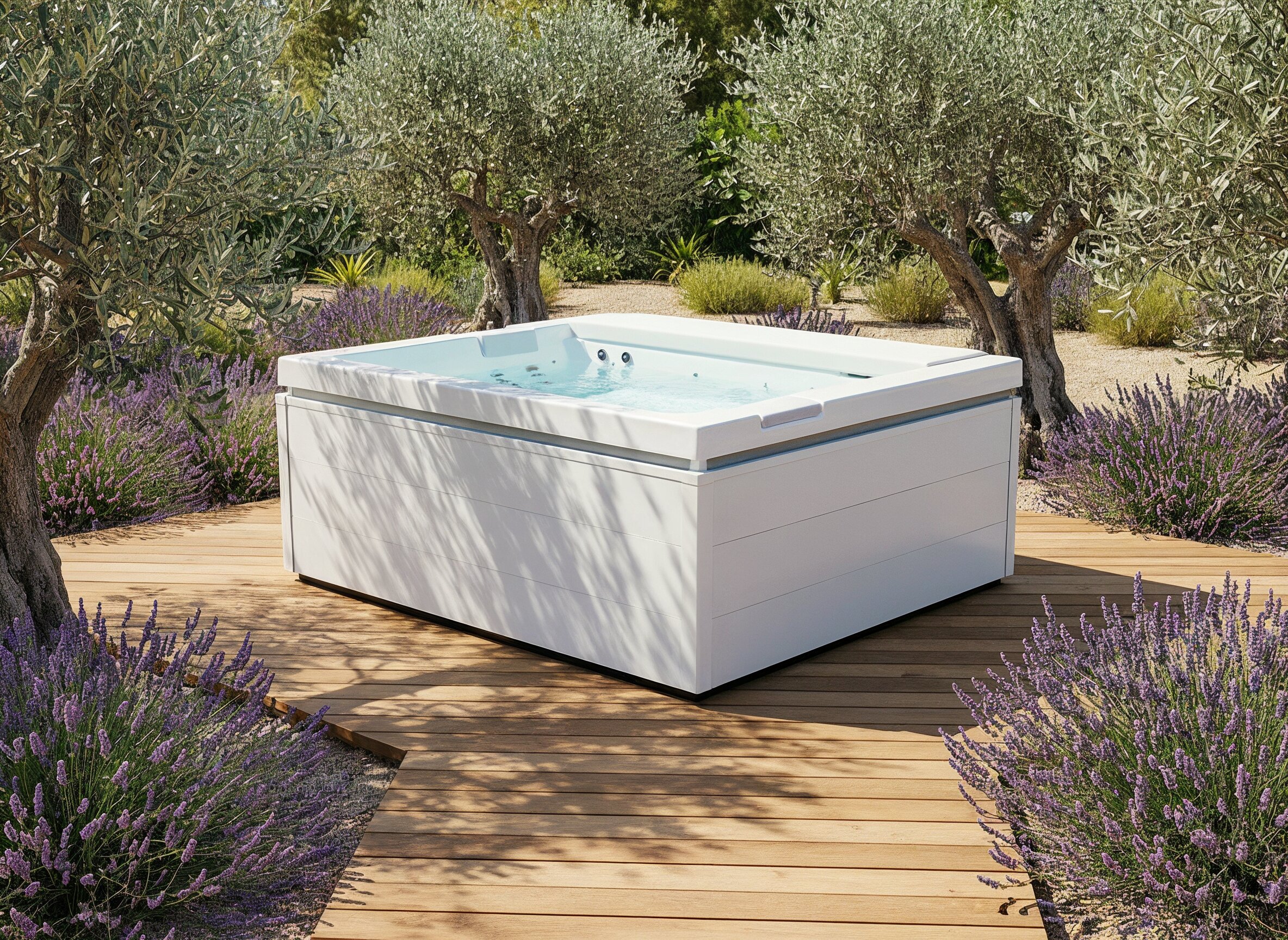 Spa installe dans un jardin